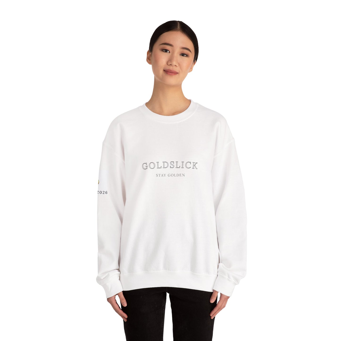 Goldslick Crewneck Sweatshirt — Minimal Logo Sweatshirt with 'Stay Golden' Text