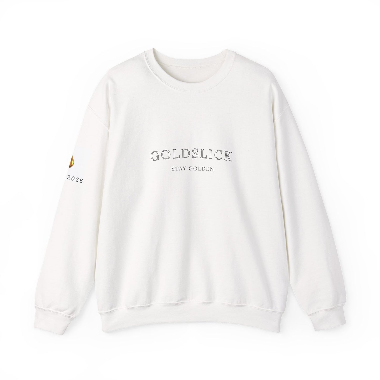 Goldslick Crewneck Sweatshirt — Minimal Logo Sweatshirt with 'Stay Golden' Text