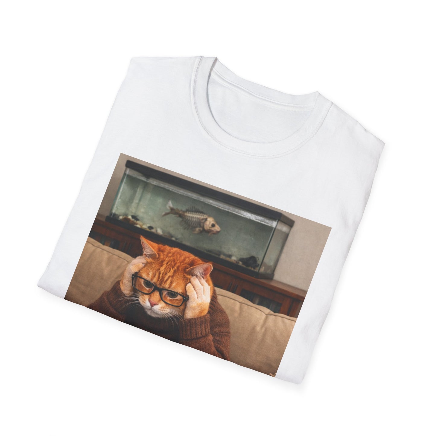 Cat Doing Taxes T-Shirt — Funny Orange Cat