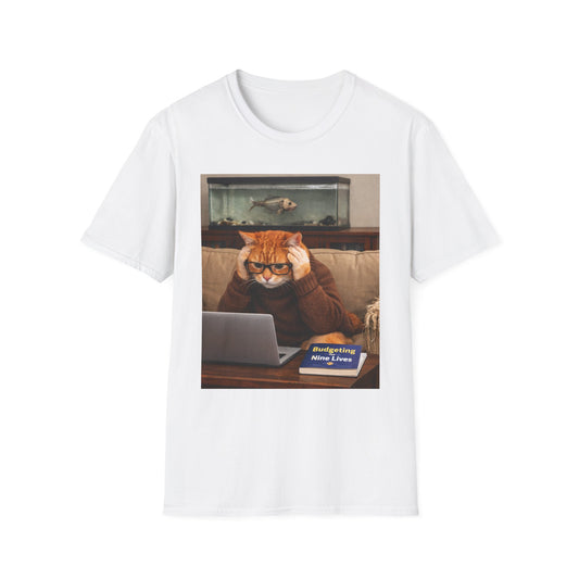 Cat Doing Taxes T-Shirt — Funny Orange Cat