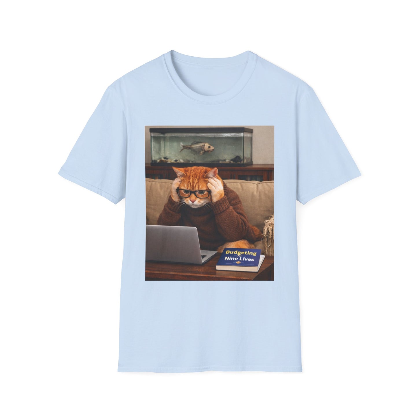 Cat Doing Taxes T-Shirt — Funny Orange Cat
