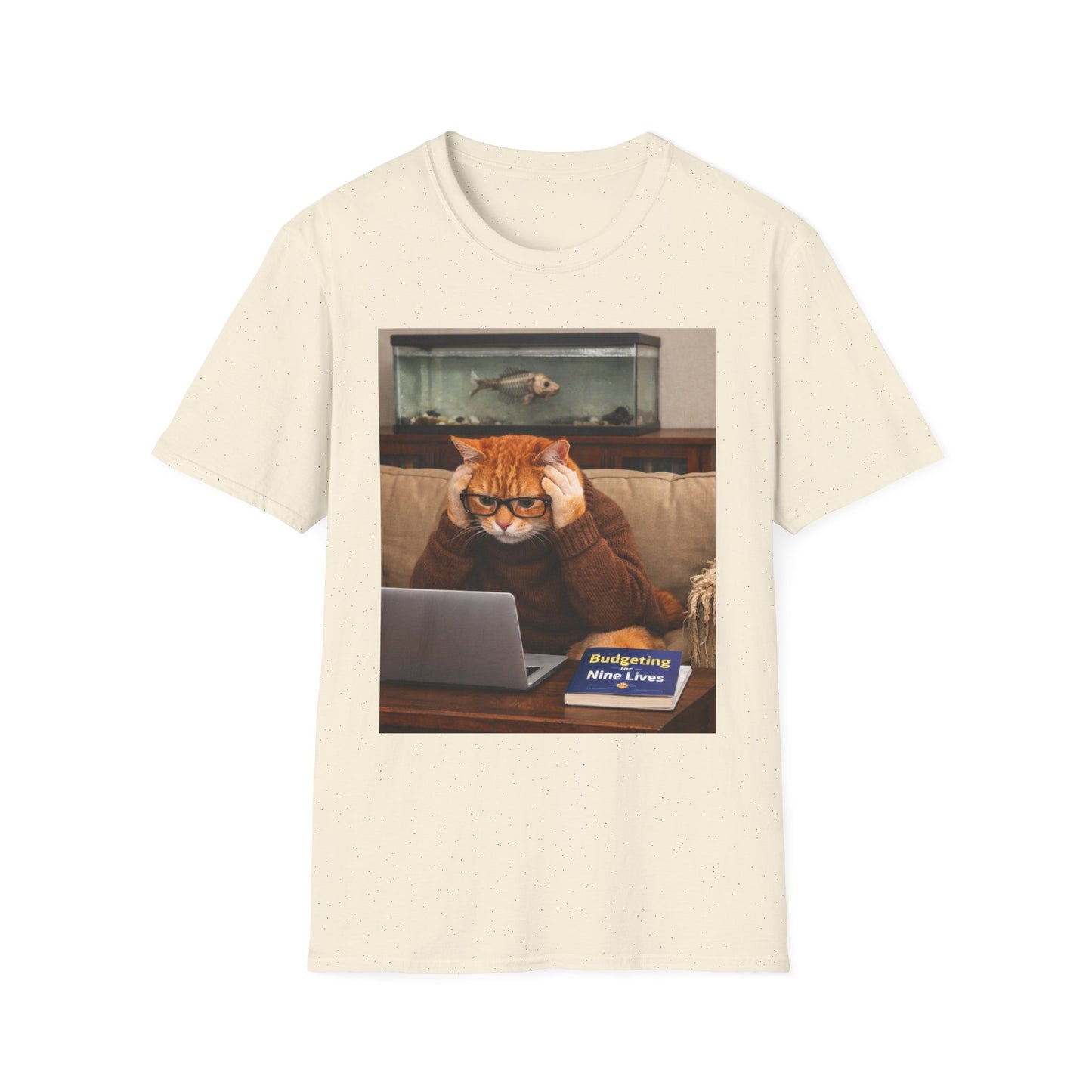 Cat Doing Taxes T-Shirt — Funny Orange Cat